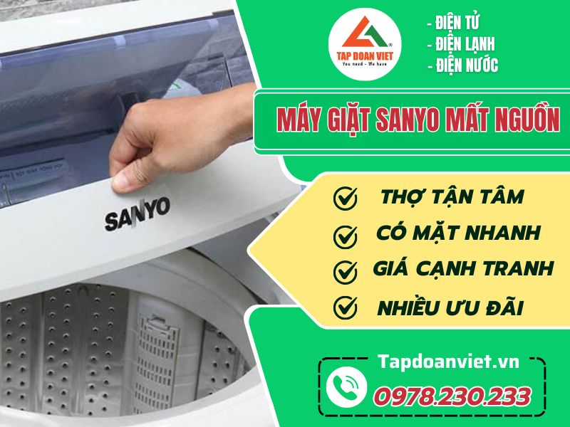 Máy giặt Sanyo mất nguồn | Nguyên nhân và cách sửa - Tập Đoàn Việt may giat sanyo mat nguon tapdoanviet