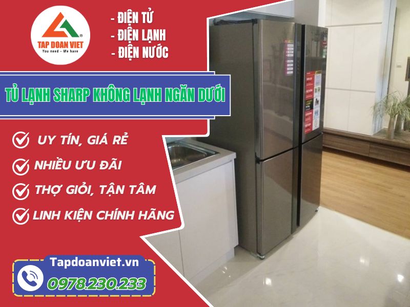 Tủ lạnh Sharp không lạnh ngăn dưới - 8 nguyên nhân, cách sửa chi tiết - Tập Đoàn Việt tu lanh sharp khong lanh ngan duoi tapdoanviet 1