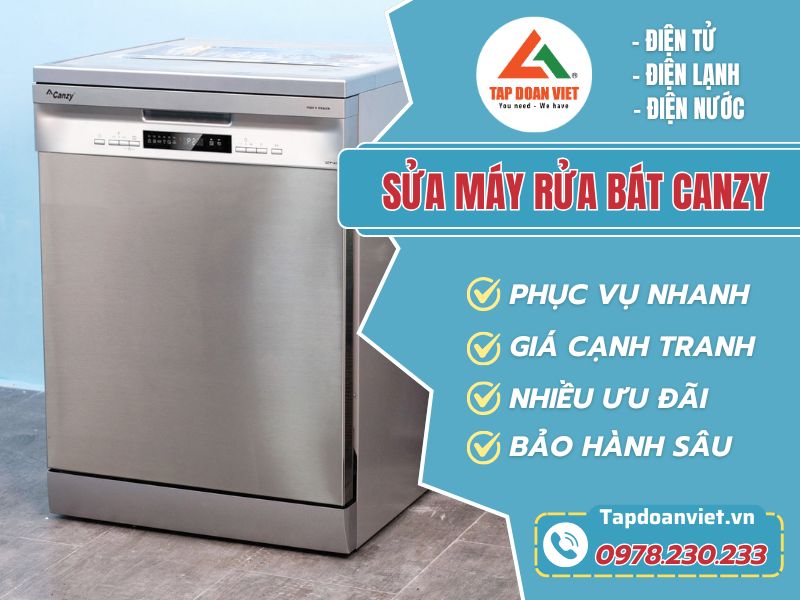 Sửa máy rửa bát Canzy giá mềm, thợ chuẩn - Tập Đoàn Việt sua may rua bat canzy tapdoanviet