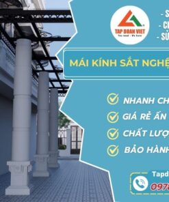 Mẫu mái kính sắt nghệ thuật giá tốt, thi công trọn gói