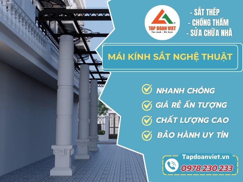 Mẫu mái kính sắt nghệ thuật giá tốt, thi công trọn gói - Tập Đoàn Việt Mẫu mái kính sắt nghệ thuật giá tốt, thi công trọn gói