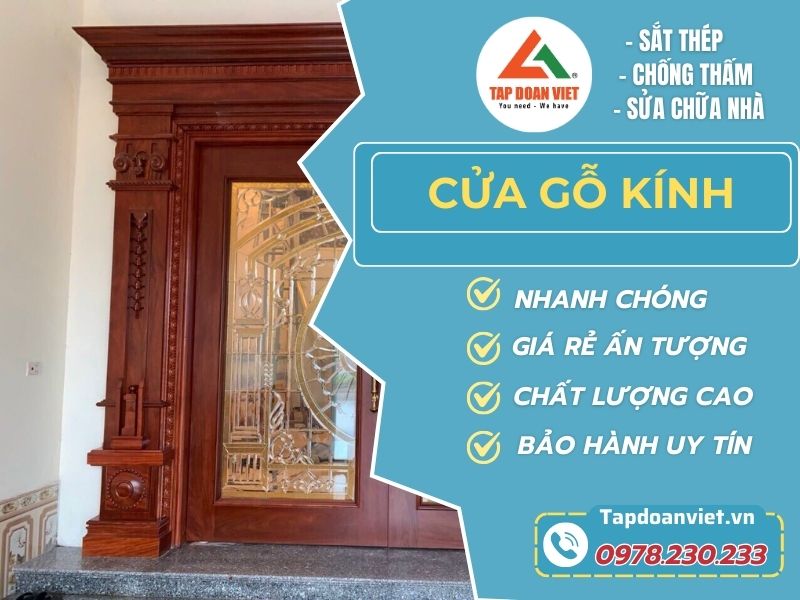 Cửa gỗ kính – giải pháp hoàn hảo cho không gian hiện đại - Tập Đoàn Việt Của Go Kinh Tapdoanviet