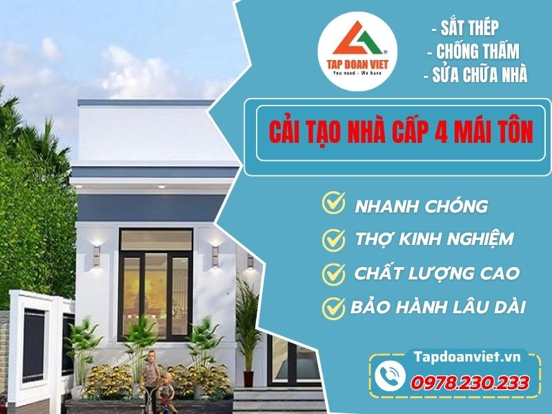 Cải Tạo Nhà Cấp 4 Mái Tôn – Giải Pháp Đẹp, Tiết Kiệm Cho Không Gian Sống - Tập Đoàn Việt Cai Tao Nha Cap 4 Mai Ton Tapdoanviet