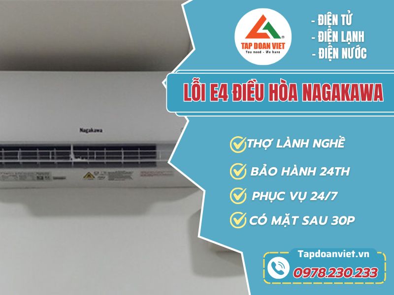Sửa lỗi E4 điều hoà Nagakawa tại nhà, dứt lỗi sau 30 phút - Tập Đoàn Việt Loi E4 Dieu Hoa Nagakawa Tapdoanviet
