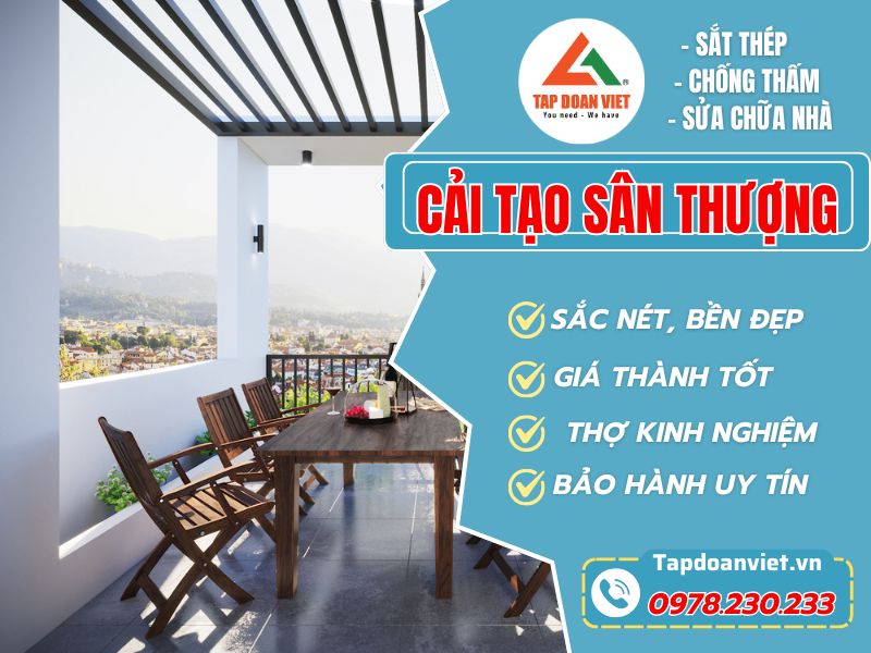 Cải Tạo Sân Thượng Đẹp Mở Rộng Không Gian Sống - Tập Đoàn Việt Cai Tao San Thuong Tapdoanviet