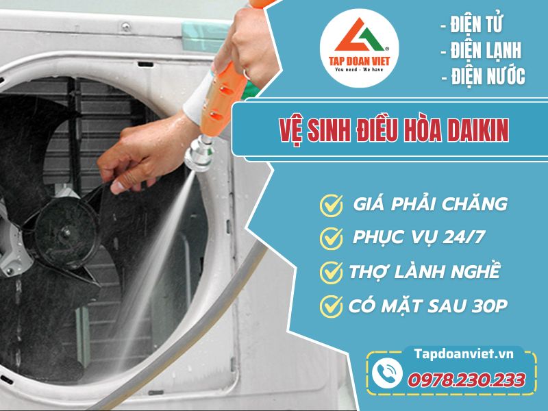 Vệ sinh điều hoà Daikin sạch sẽ, nhanh chóng tại nhà sau 15P - Tập Đoàn Việt Ve Sinh Dieu Hoa Daikin Tapdoanviet